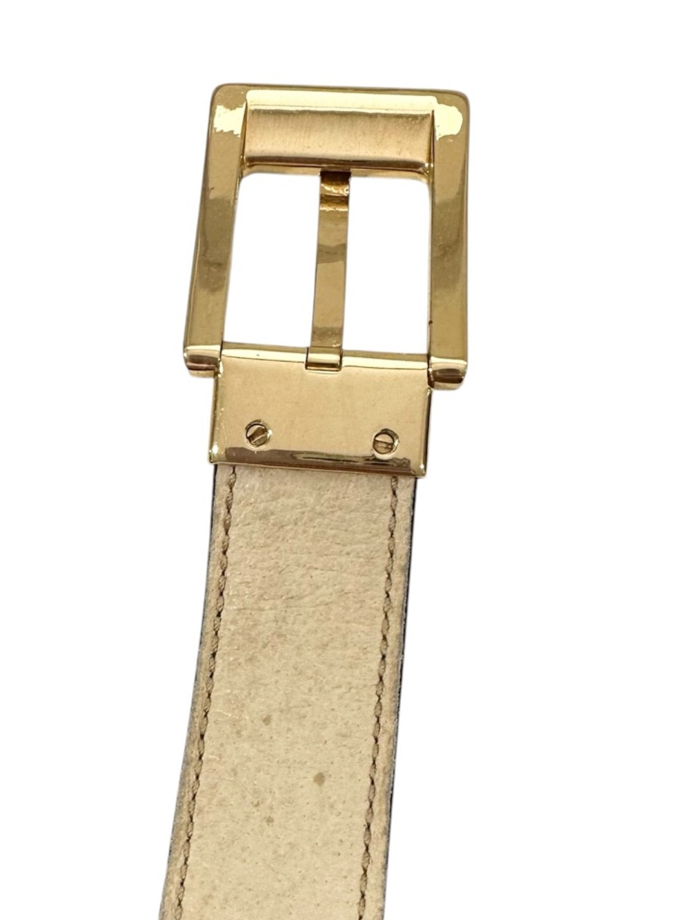 Gucci Black Leather & Silver Gold Engraved GG Belt - Picture 8 of 14